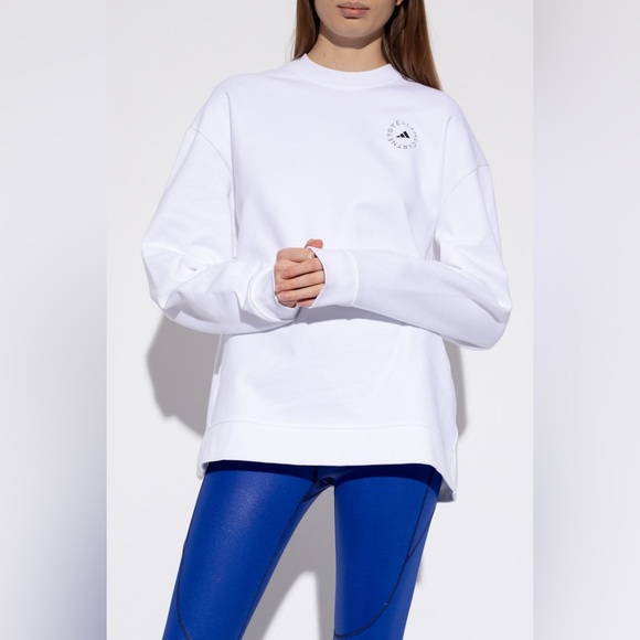 NWOT adidas by Stella McCartney Crewneck Sweatshirt French Terry White Size L - Picture 2 of 11